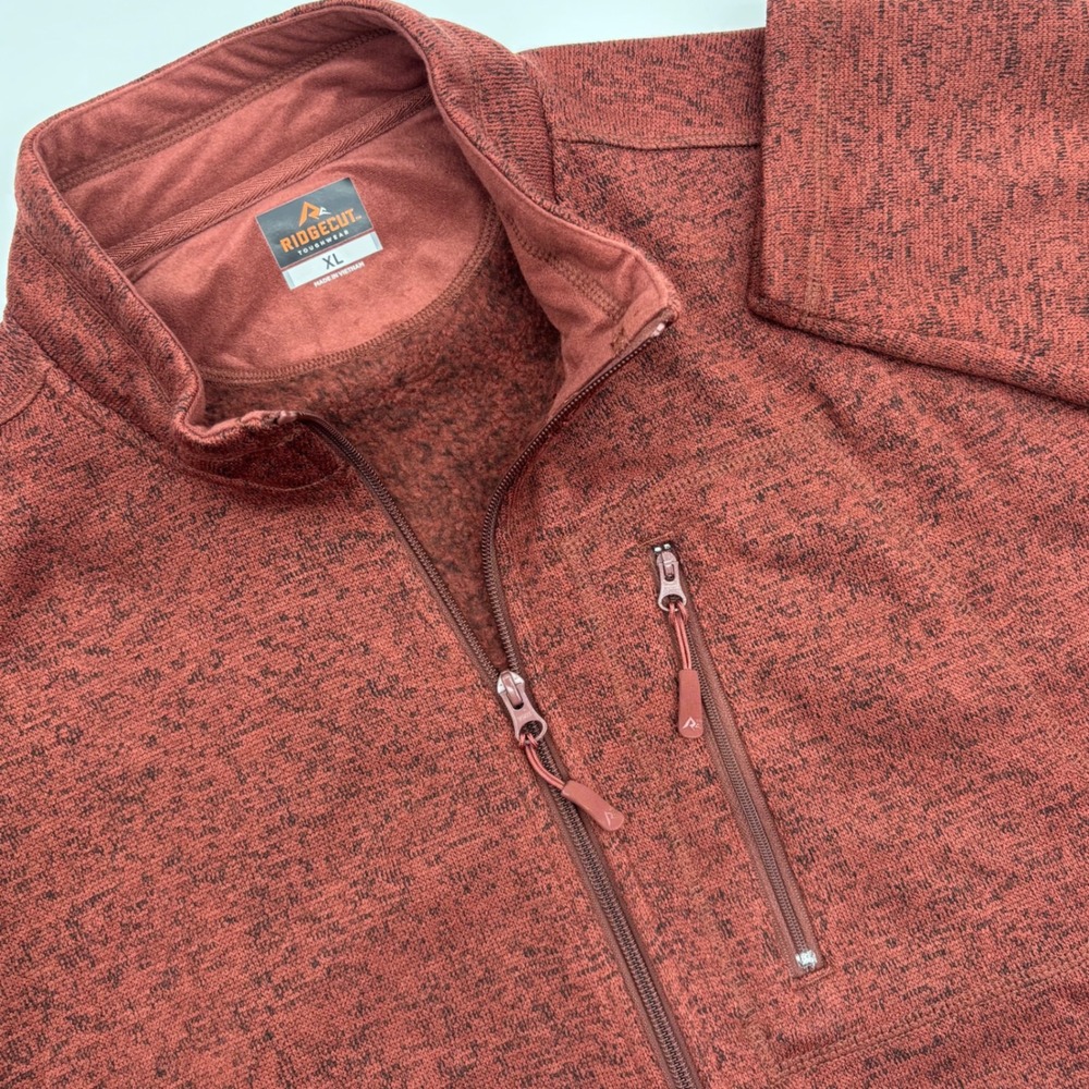 Ridgecut Toughwear Men's XL Red Heathered Fleece Full Zip Jacket